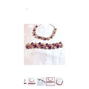 Vintage Thermoset & Cream Enamel Necklace 15” and Bracelet 7” Gorgeous